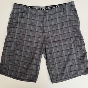 Matix Performance Mens Plaid Grey‎ Board Shorts, Mens Matix Grey Swim Wear C17